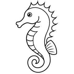 Seahorse vector illustration, solid white background (22)