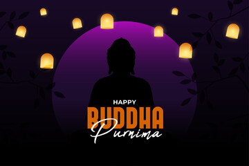 Happy buddha purnima vector illustration.