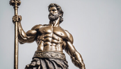 Obraz premium statue of Hercules, isolated white background, copy space for text