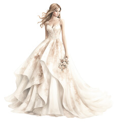Fototapeta premium Elegant bride in a floral wedding gown