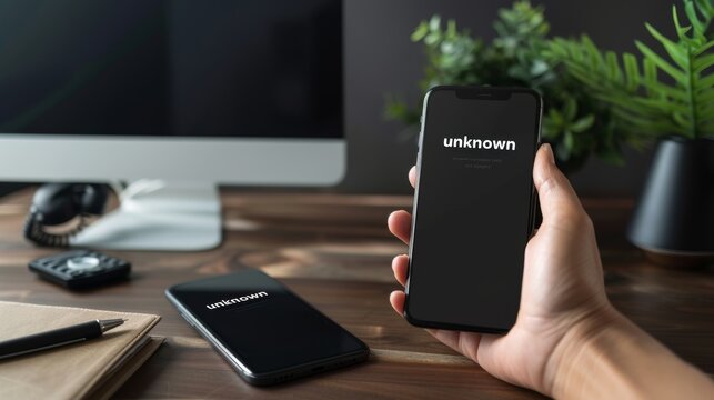 Hands rejecting calls from  unknown  numbers, highlighting caution against scammers