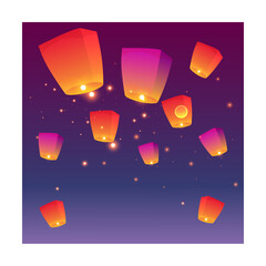 Vesak lantern elements vector illustration