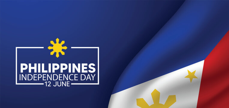 Philippines Independence Day 12 June waving flag vector poster