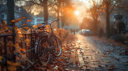 Quiet City Moments: Bicycle in the Golden Hour Light