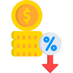 Interest Rate Down Icon