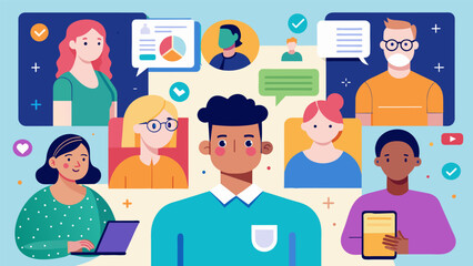 An exhibit featuring stories and interviews with successful and prominent individuals who openly discuss their personal experiences with. Vector illustration