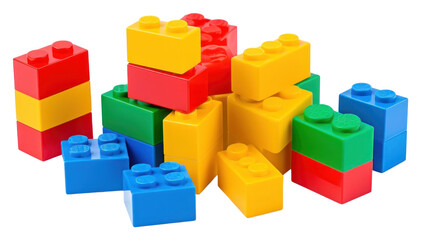 Obraz premium PNG Plastic building blocks toy white background construction.