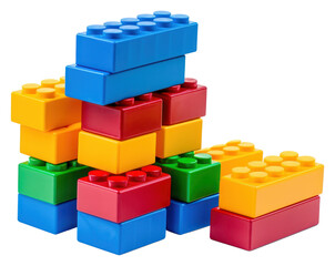 Obraz premium PNG Plastic building blocks toy white background construction.