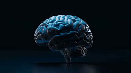 Image of a three-dimensional human brain on a black backdrop.