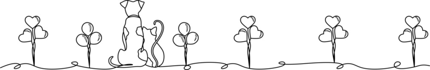 line art cat and dog animals day