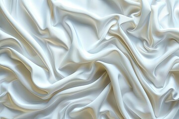 Obraz premium white fabric. beautiful waves of fabric top view. textile background. the texture. silk, linen, cotton
