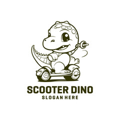 Scooter dinosaur logo vector illustration