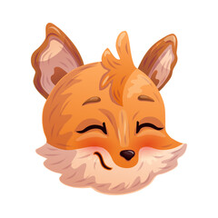Happy cartoon fox. Anthropomorphic face. Vector illustration.