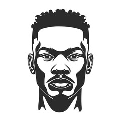  logo, vector style portrait of an african american man with short hair. AI generated.