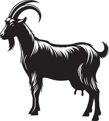 Black goat farm animal silhouette vector illustration.