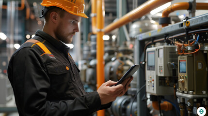  Intimate view of a maintenance technician receiving an alert on a smart device about a potential issue detected by IIoT sensors.