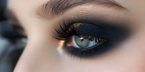 Obraz premium Dramatic Beauty: Capturing the Eye's Art, Dark Allure: Mystique of Smoky Makeup
