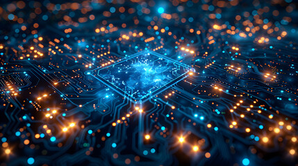 Naklejka premium Welcome to the AI nexus of the digital world,Our neural networks tirelessly crunch data, uncovering insights and patterns that drive innovation.