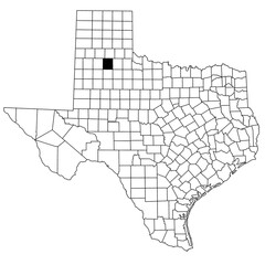 Map of Floyd County in Texas state on white background. single County map highlighted by black colour on Texas map. UNITED STATES, US