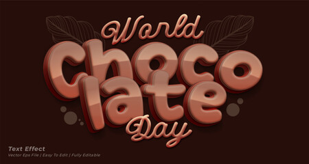 world chocolate day text effect editable 3d text style