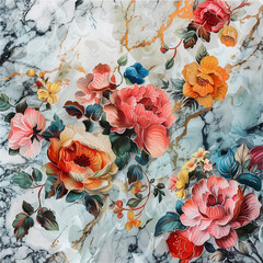 Fluid abstract expressionism, blooming flowers, Aesthetics colorful floral inspirational tenderness illustration, oil paint, Wall decoration photo, Generated AI.	
