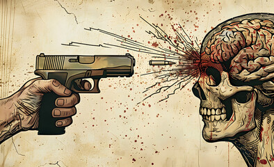 Anatomy of a Headshot: Gun Pointing, Firing, and Bullet Penetrating a Human Skull