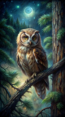Great Owl of the Moonlit Pines
