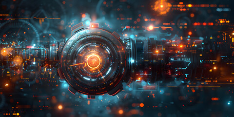 Digital Canvas: Futuristic Gears and Neon Accents