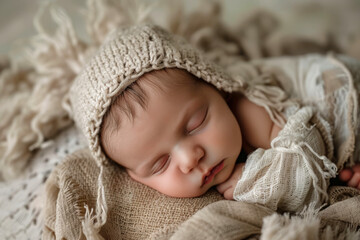 peaceful sleeping newborn baby, boy, girl