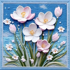 Obraz premium flowers with a vintage texture-Generative AI 