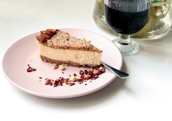 piece of cheesecake as dessert close up