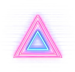 Neon light triangle abstract design blue pink transparent clipart png