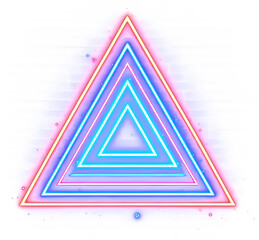 Neon light triangle abstract design blue pink transparent clipart png