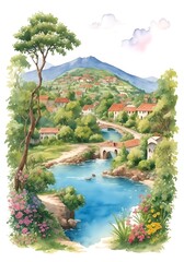 Cote d Ivoire Country Landscape Illustration Art