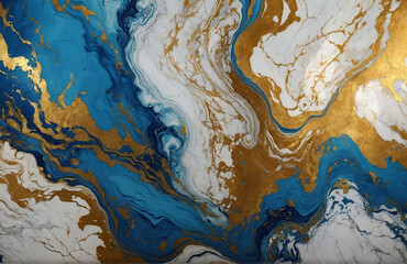 blue and white marble floor background with gold