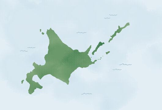 カジュアルな水彩タッチ　北海道のおしゃれなイラストレーション