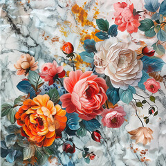 Fluid abstract expressionism, blooming flowers, Aesthetics colorful floral inspirational tenderness illustration, oil paint, Wall decoration photo, Generated AI.	