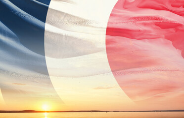 France national flag waving in the sky.