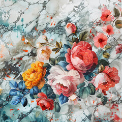 Fluid abstract expressionism, blooming flowers, Aesthetics colorful floral inspirational tenderness illustration, oil paint, Wall decoration photo, Generated AI.	