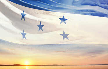 honduras national flag waving in the sky.