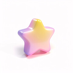 A glossy star with gradient colors from yellow to purple on a white background.