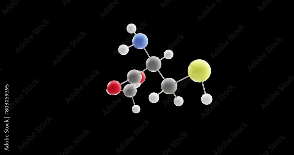 Canvas Prints Cysteine methyl ester molecule, rotating 3D model of amino acid cysteine, looped video on a black background