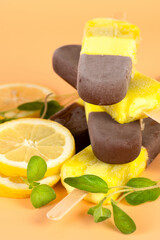 Lemon chocolate popsicles