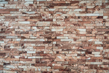 Panoramic background of wide old red brick wall texture. Home or office design backdrop