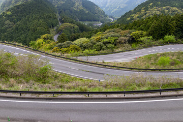 雲仙のつづら折りの道路