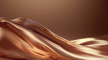 Silky chocolate stream flowing luxuriously with a perfect gradient into empty space for advertising