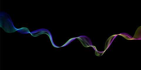 Modern abstract gradient wave lines on black background.. Vector EPS 10