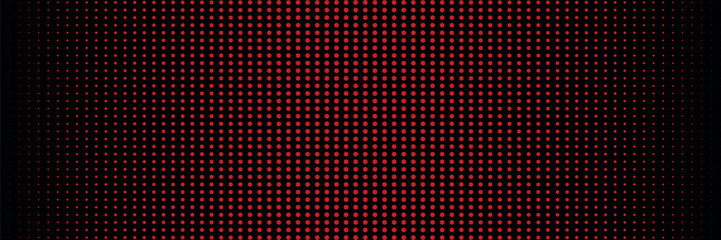 Red dotted halftone background with white base.