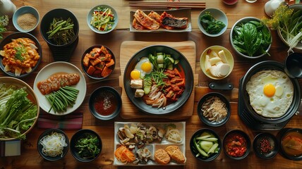korean food on the table, Generative AI,