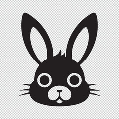 Black simple bunny logo icon on transparent background
